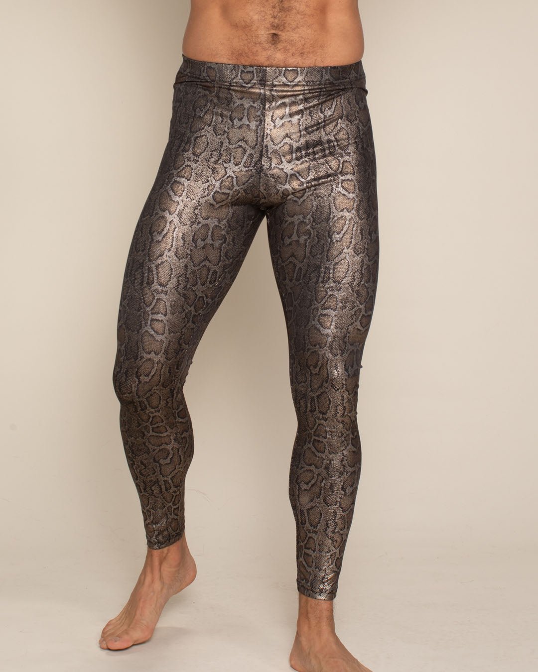 Men's Metallic Leggings | Bronze Python