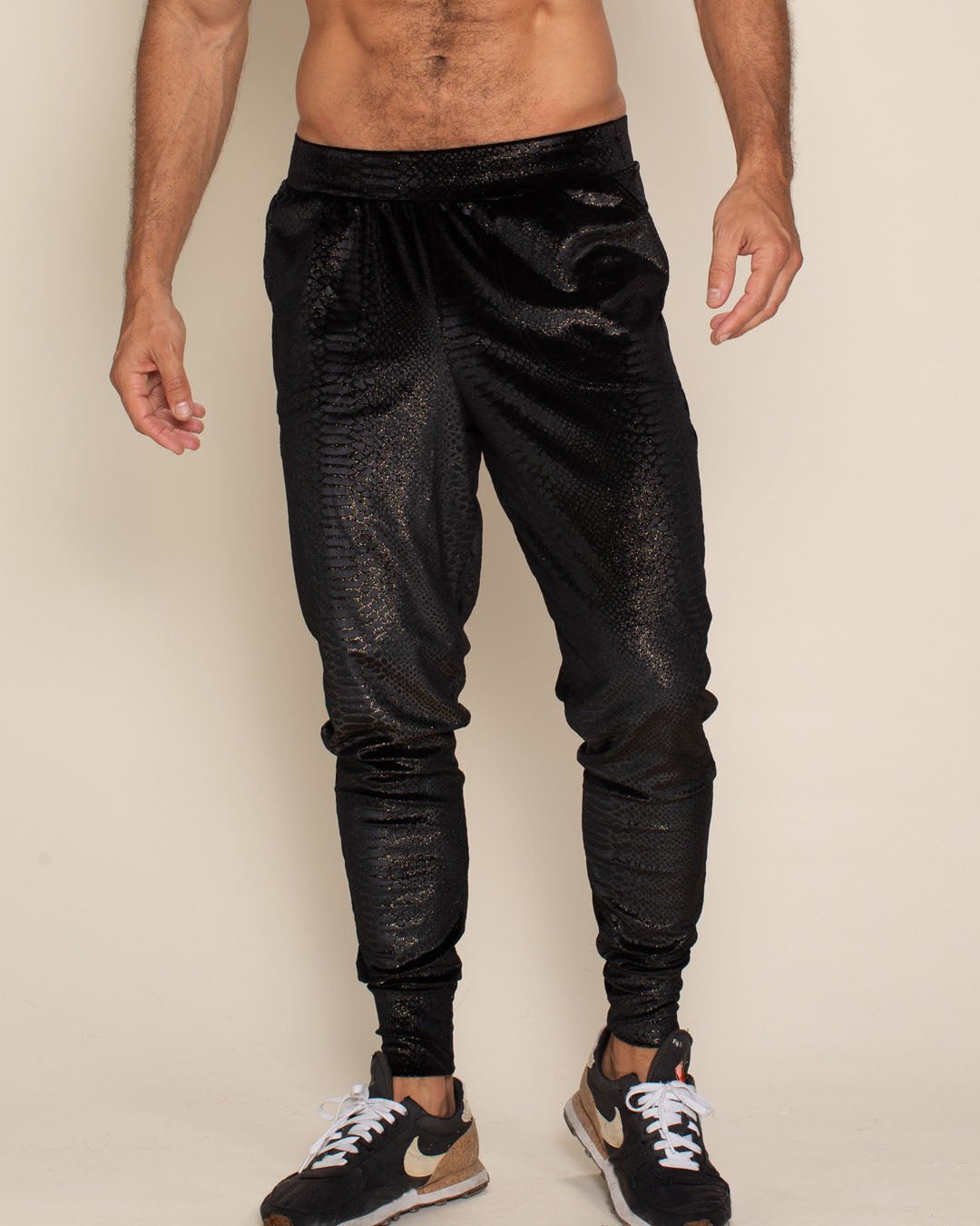 Black Snakeskin Velvet Slim Jogger | Men&#39;s