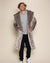 Classic Men's Long Faux Fur Coat | Silver Leopard