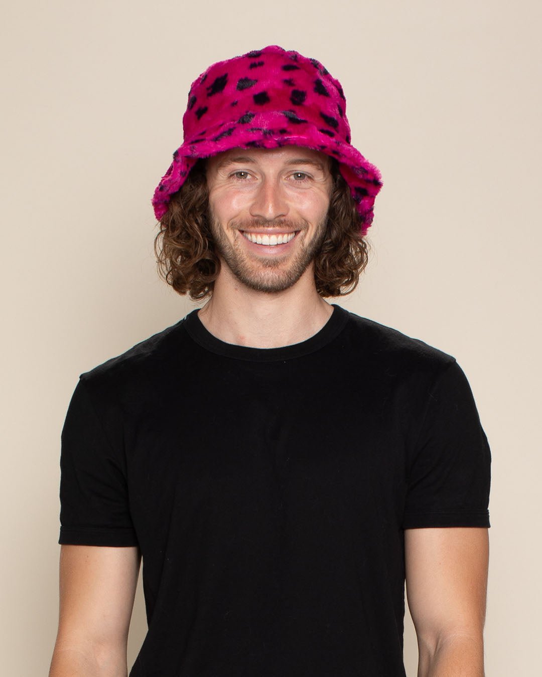 Men's Fur Bucket Hat | Pink Cheetah