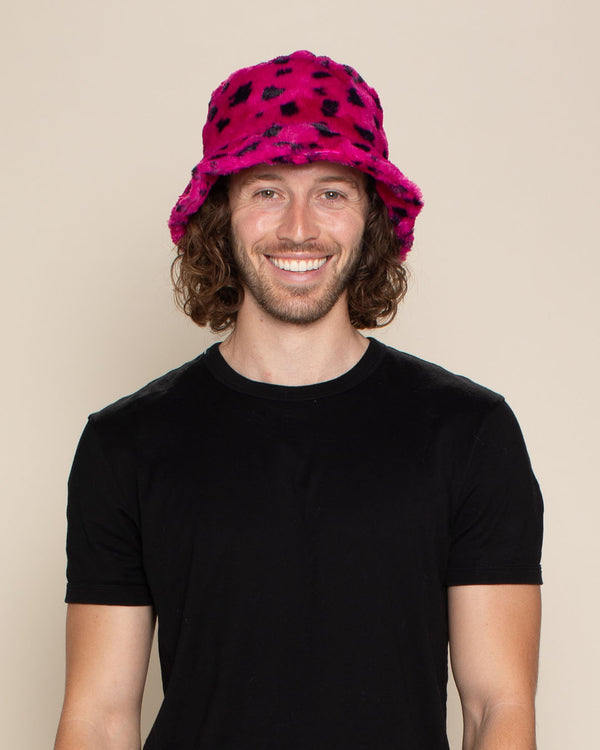 Bright Pink Soft Faux Fur Bucket Hat