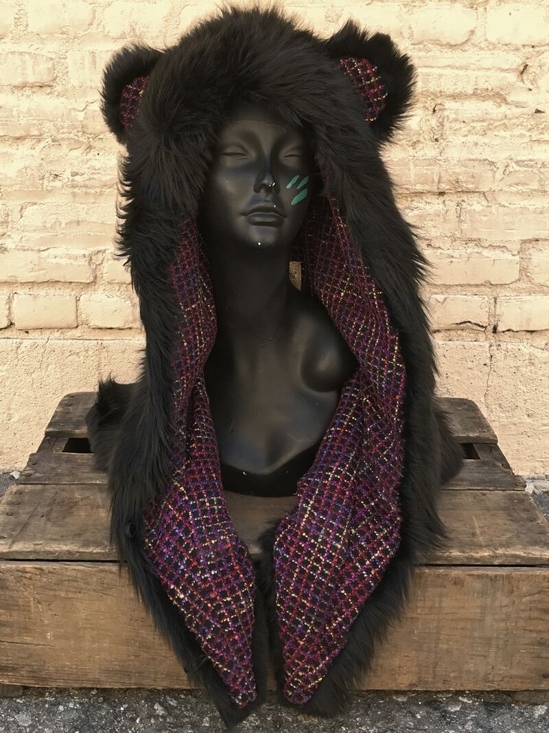 Limited Edition Black Bear Shawl with Hood