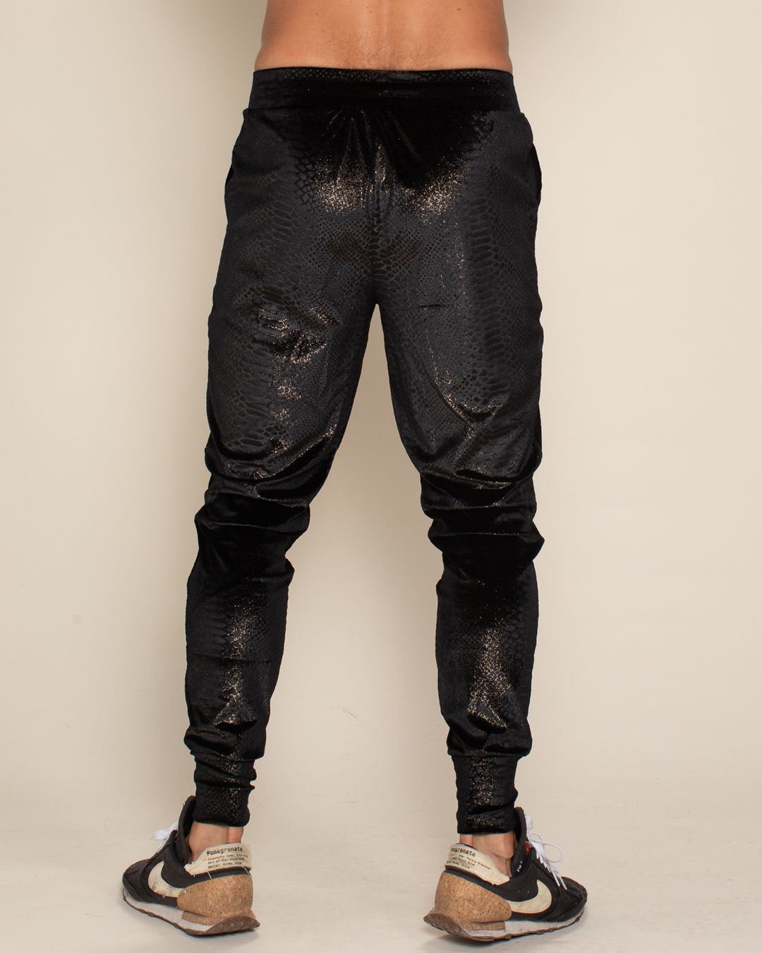 Black Snakeskin Velvet Slim Jogger | Men's