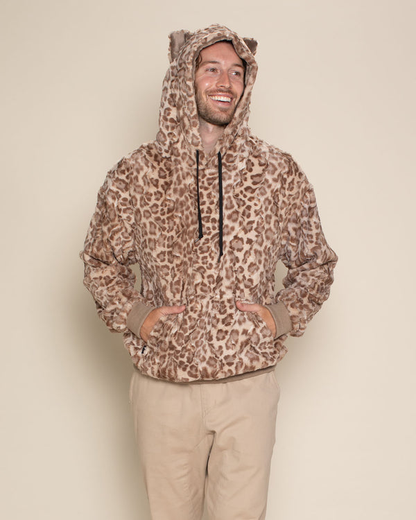 Strawberry Leopard Classic Ultra-Soft Faux Fur Hoodie for Men | SpiritHoods