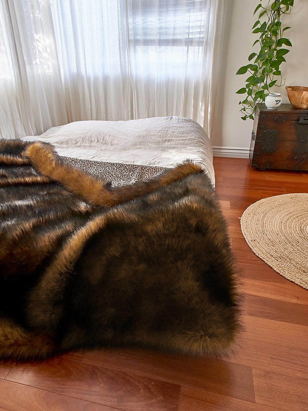 Kodiak Bear Faux Fur Throw Blanket