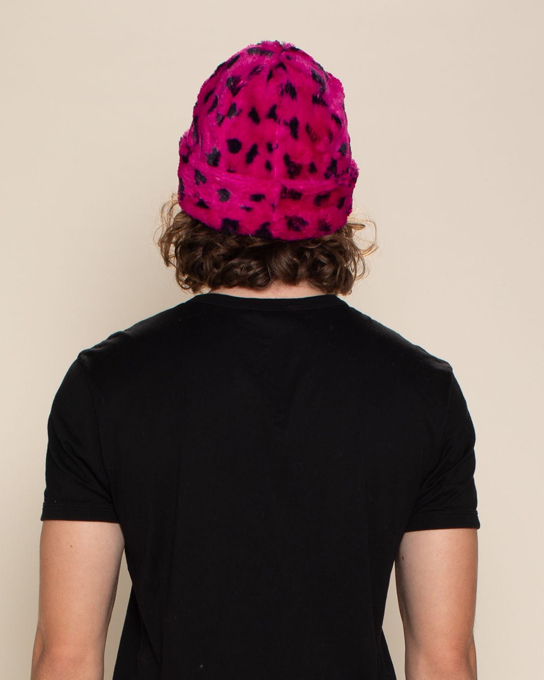 Pink Cheetah Faux Fur Beanie | Men's