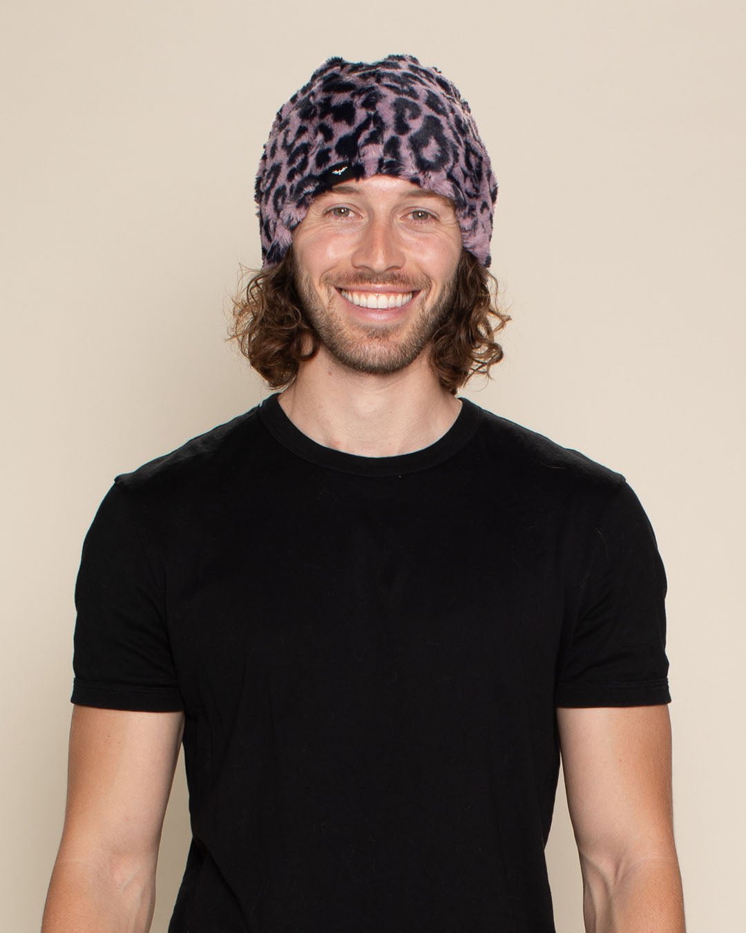 Lavender Leopard Faux Fur Beanie | Men's