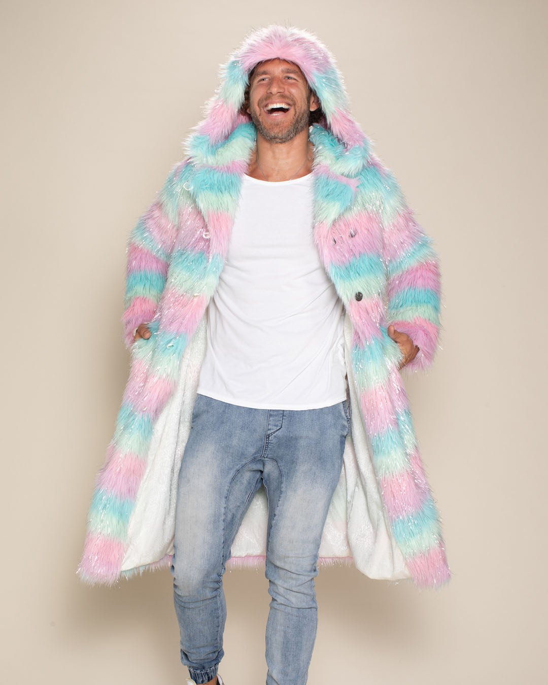 Hooded Men's Long Faux Fur Coat | Doll Party