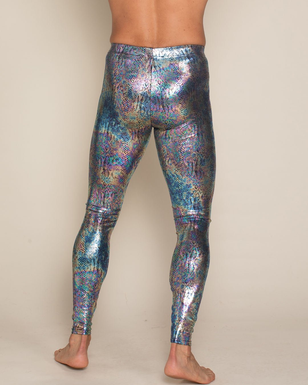 Men's Metallic Leggings | Holographic Snakeskin