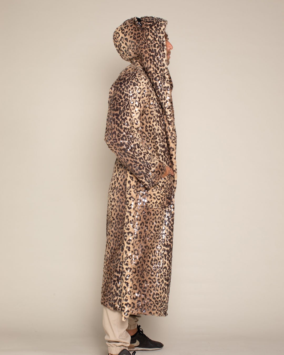 Classic Men's Long Faux Fur Coat | Sri Lankan Leopard Print