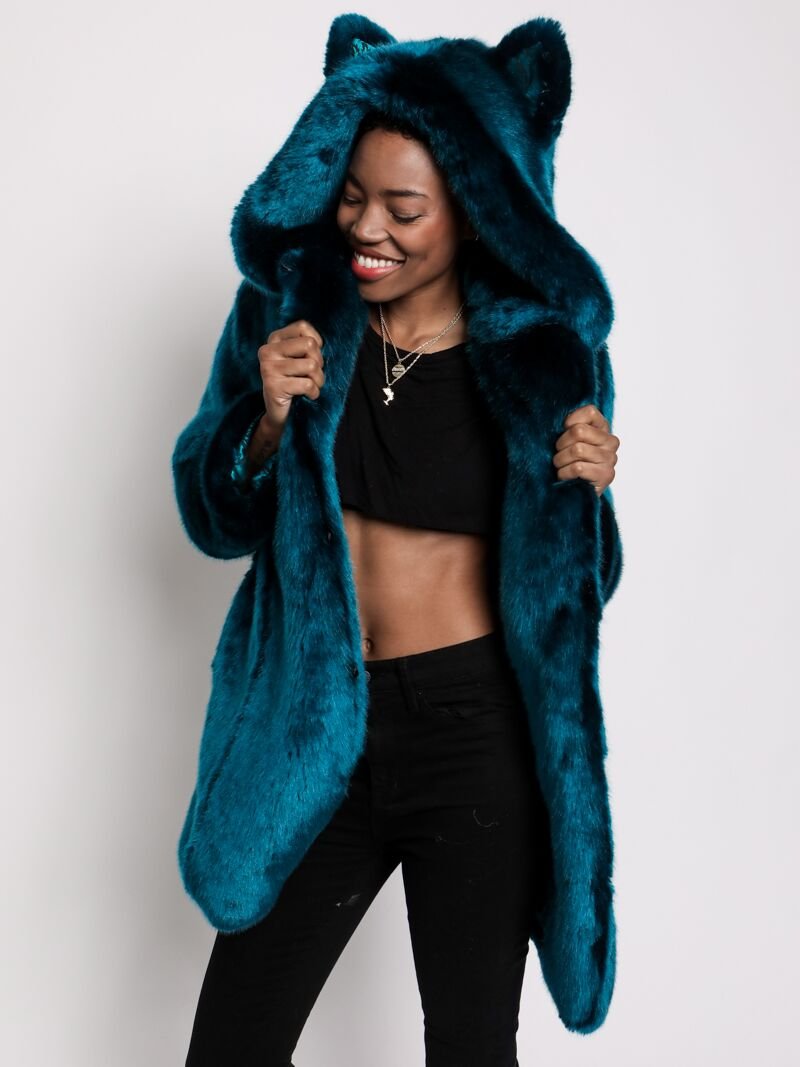 Expensive coat with fur hood online