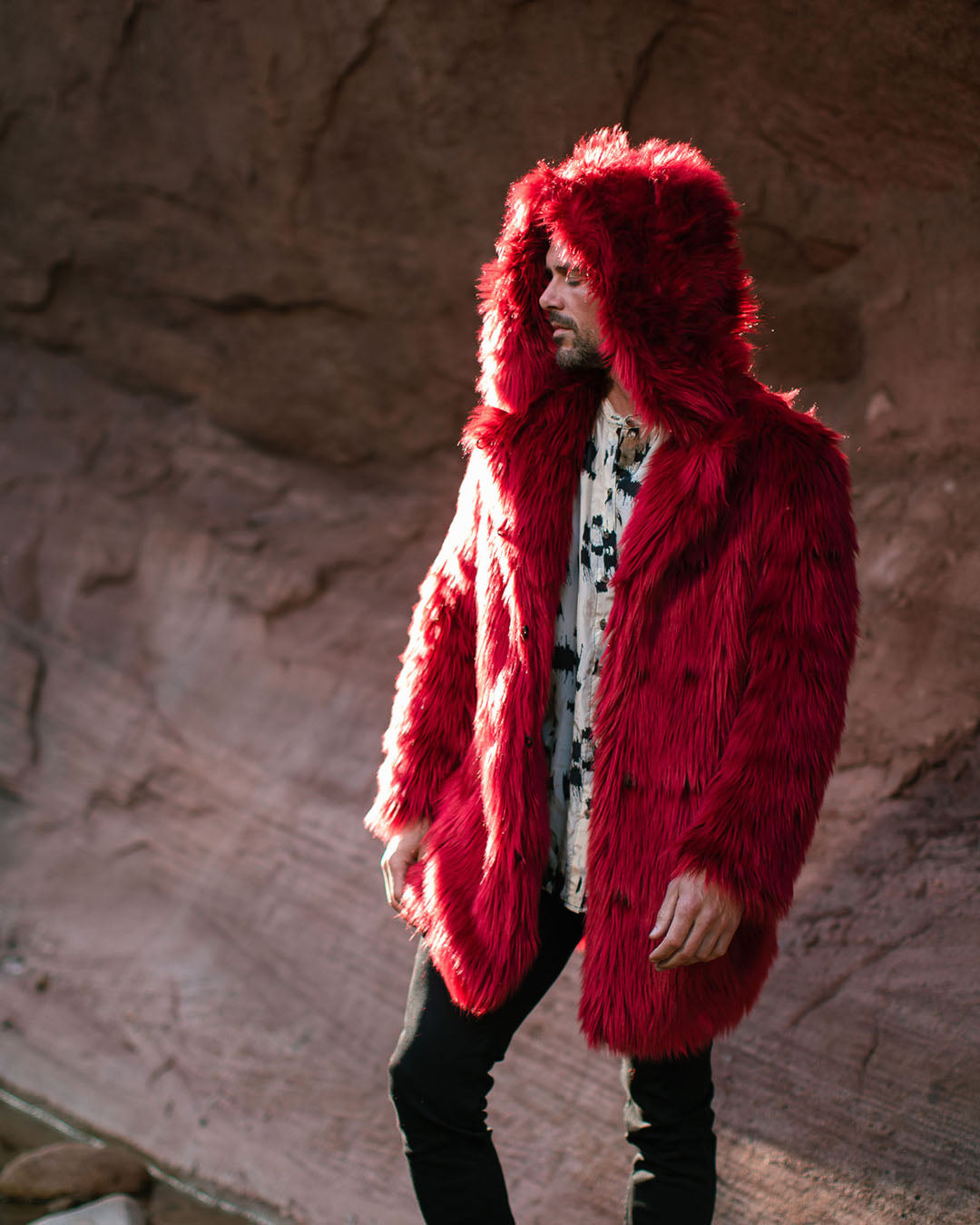 Men's Red Faux Fur Coats - The Best & Most Luxurious Fake Fur
