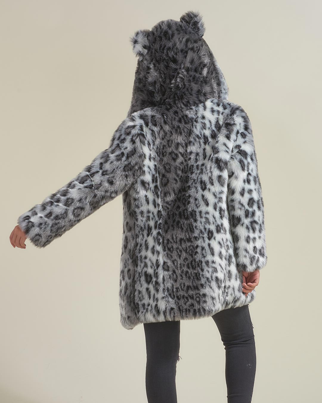 Grey leopard print faux fur coat best sale