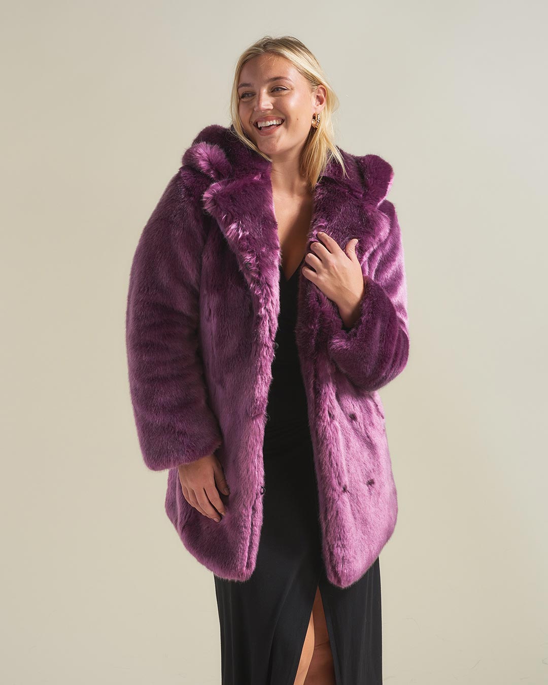 Lavender faux fur coat hotsell