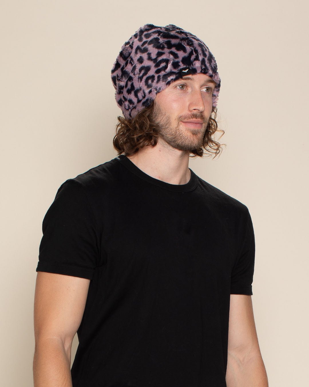 Lavender Leopard Faux Fur Beanie | Men's