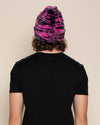 Raspberry Tiger Faux Fur Beanie | Men's