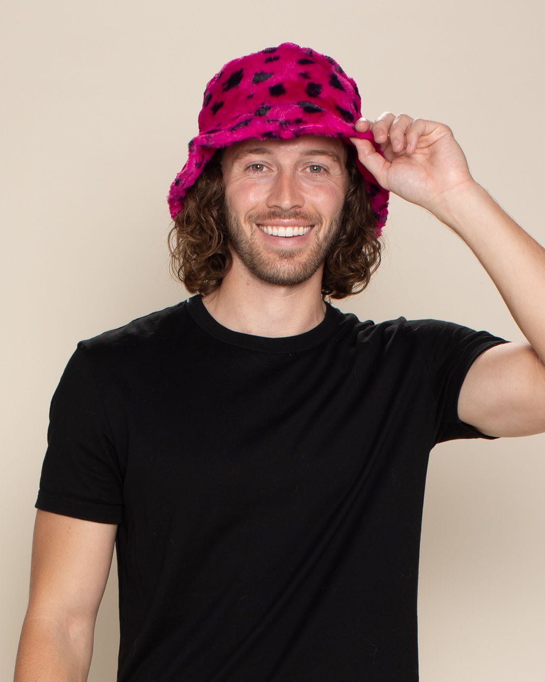 Men's Fur Bucket Hat | Pink Cheetah