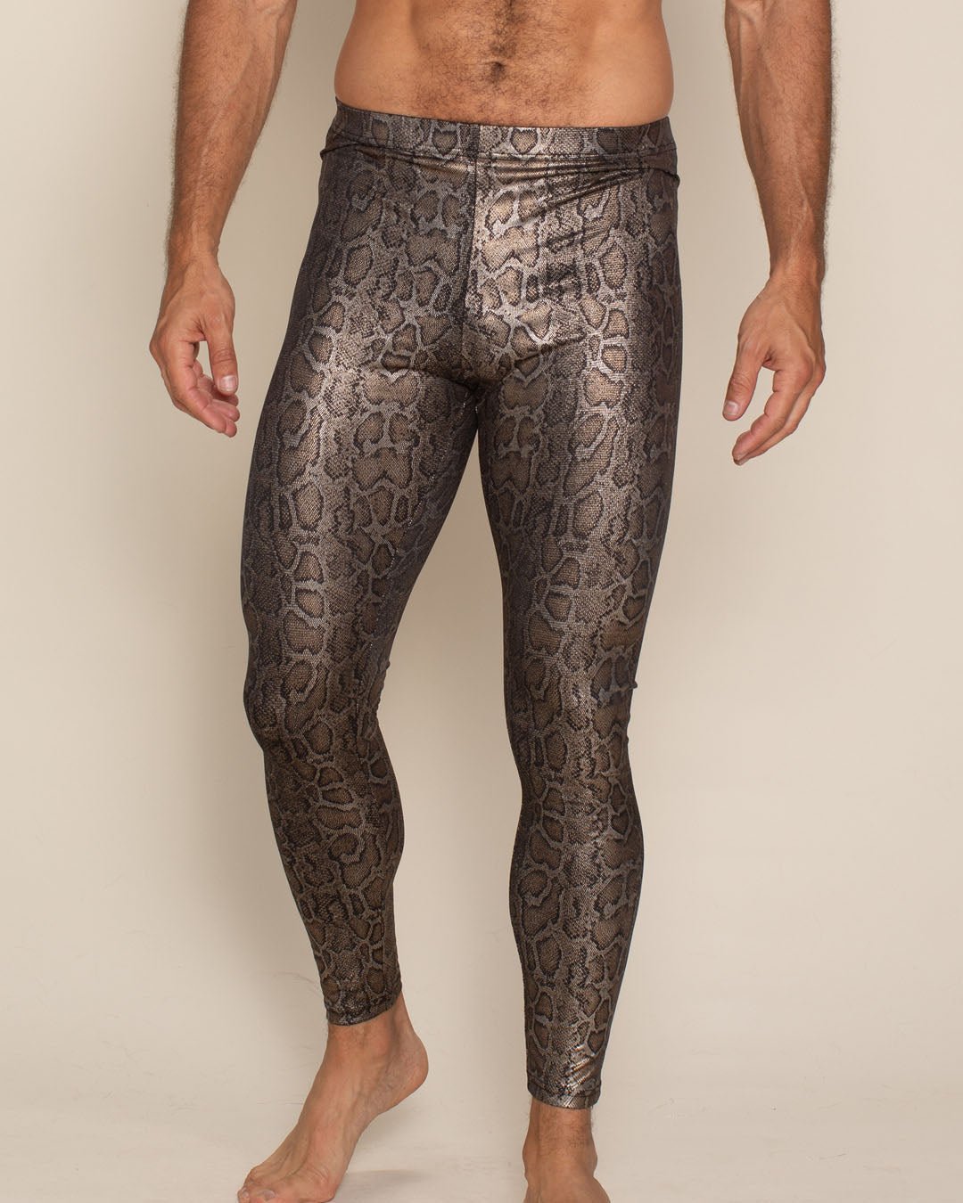 Men's Metallic Leggings | Bronze Python