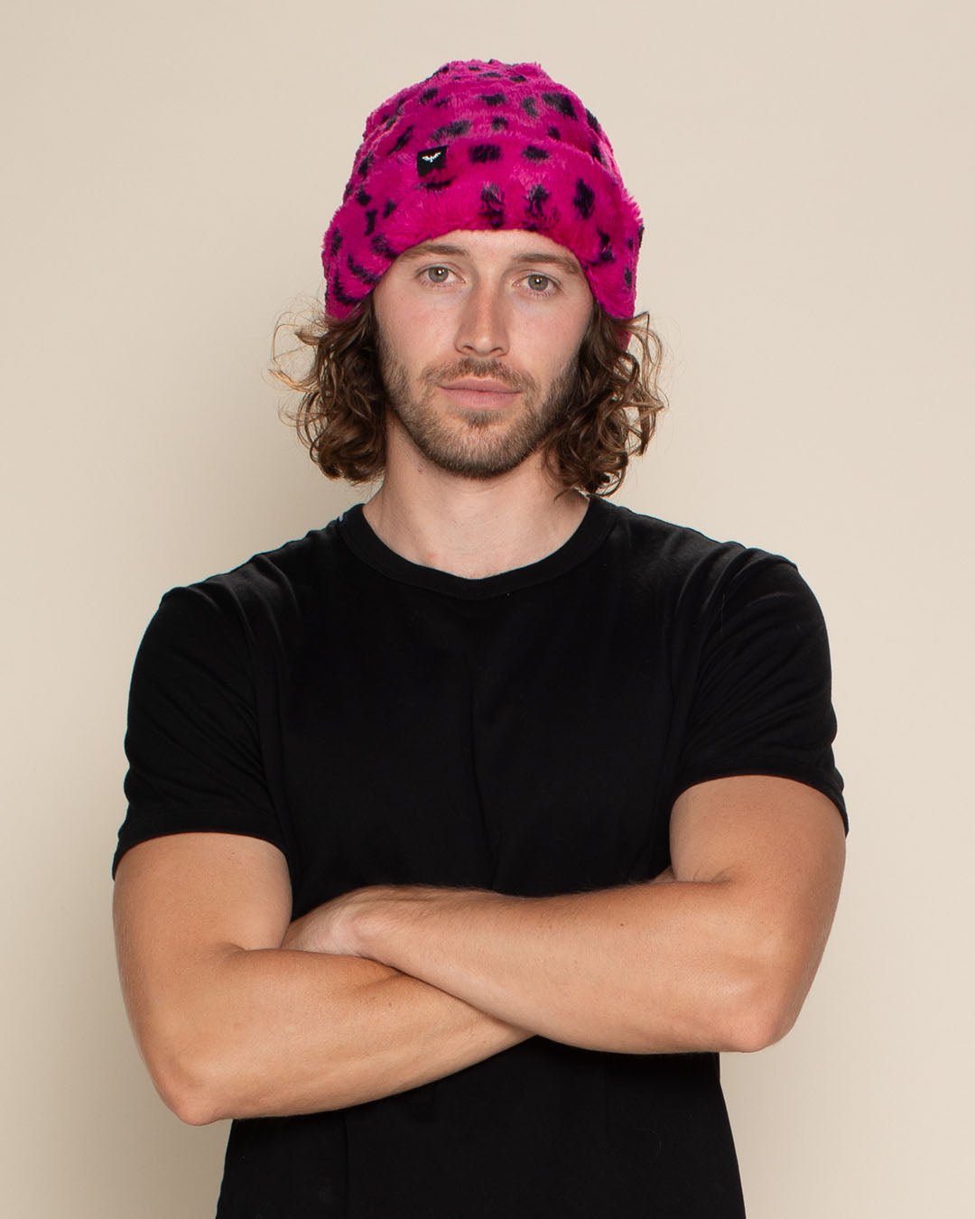 Pink Cheetah Faux Fur Beanie | Men's