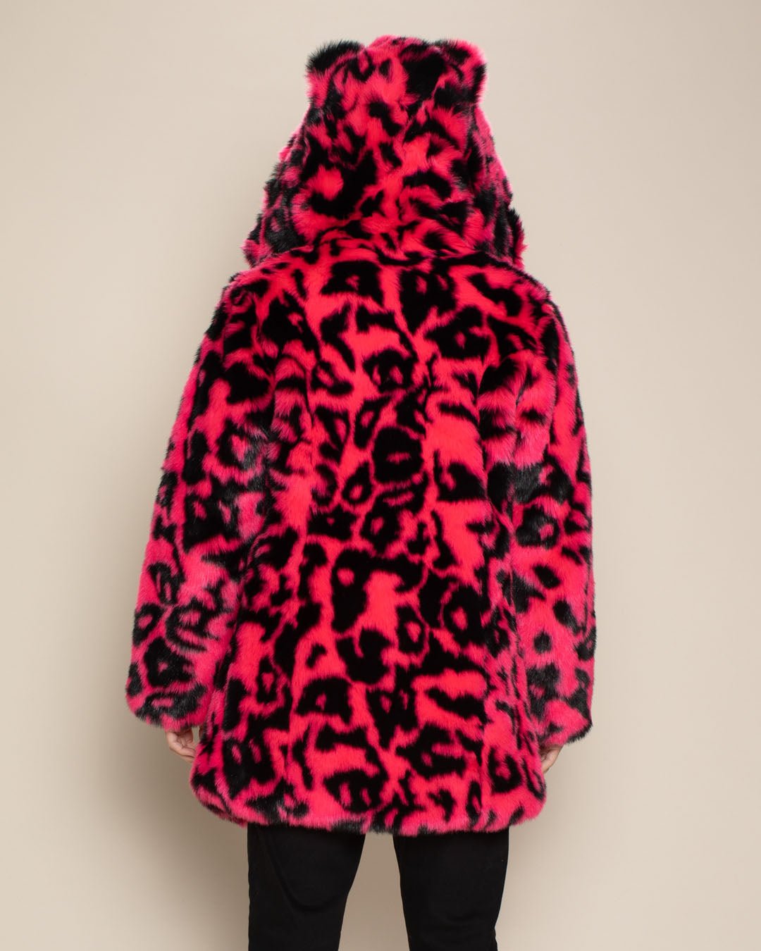 Neon Pink Leopard Classic Faux Fur Coat | Men's