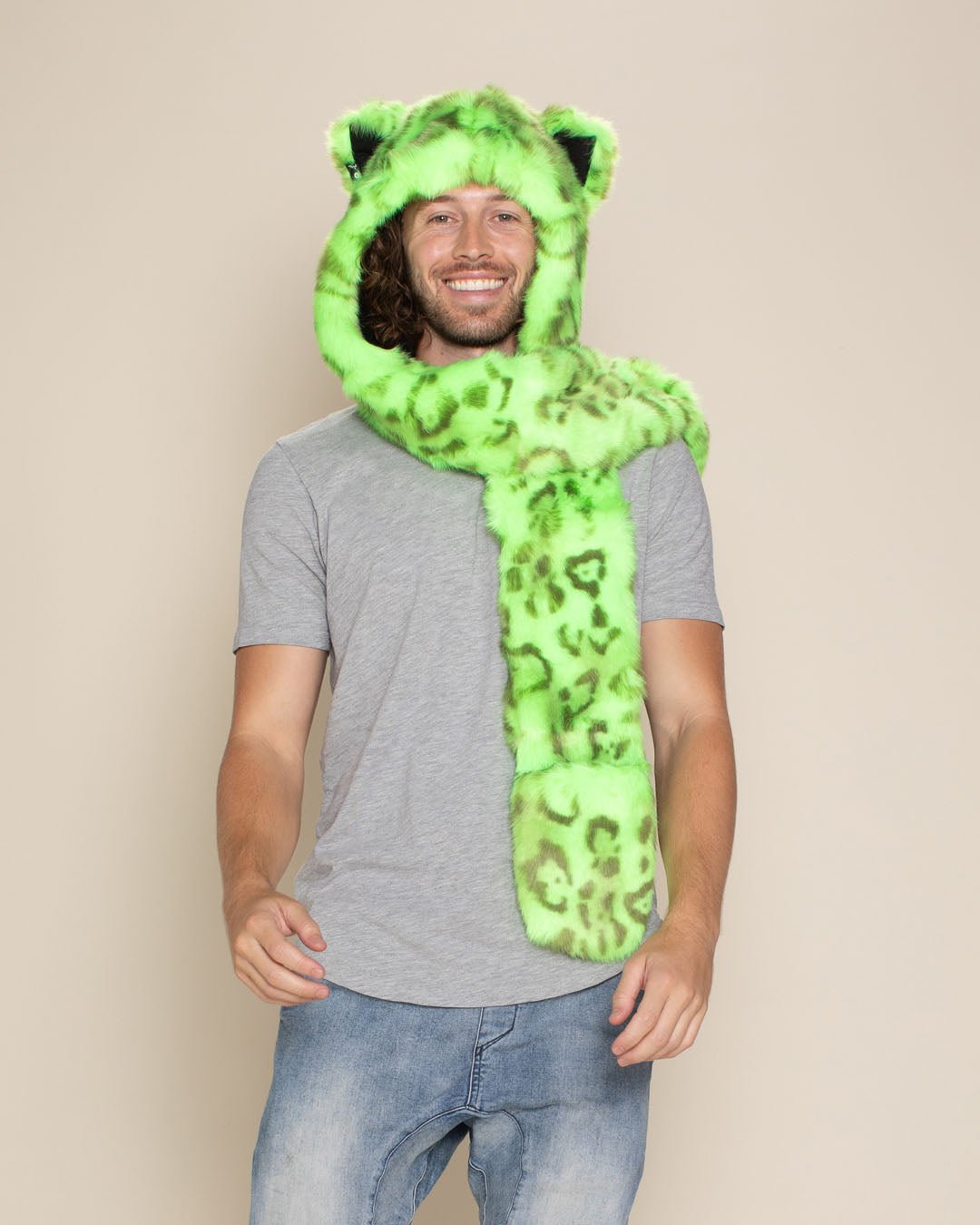 Neon Green Leopard Collector Edition Faux Fur Hood | Men's