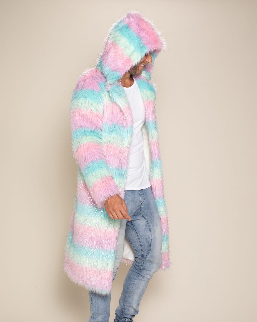 Hooded Men's Long Faux Fur Coat | Doll Party