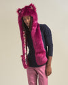 Man wearing Love Wolf Collector Edition Faux Fur Hood, side view 1