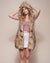 Female Wearing Golden Jackal Hooded Faux Fur Vest