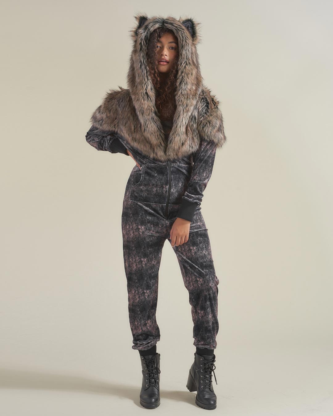 Jumpsuit with fur online