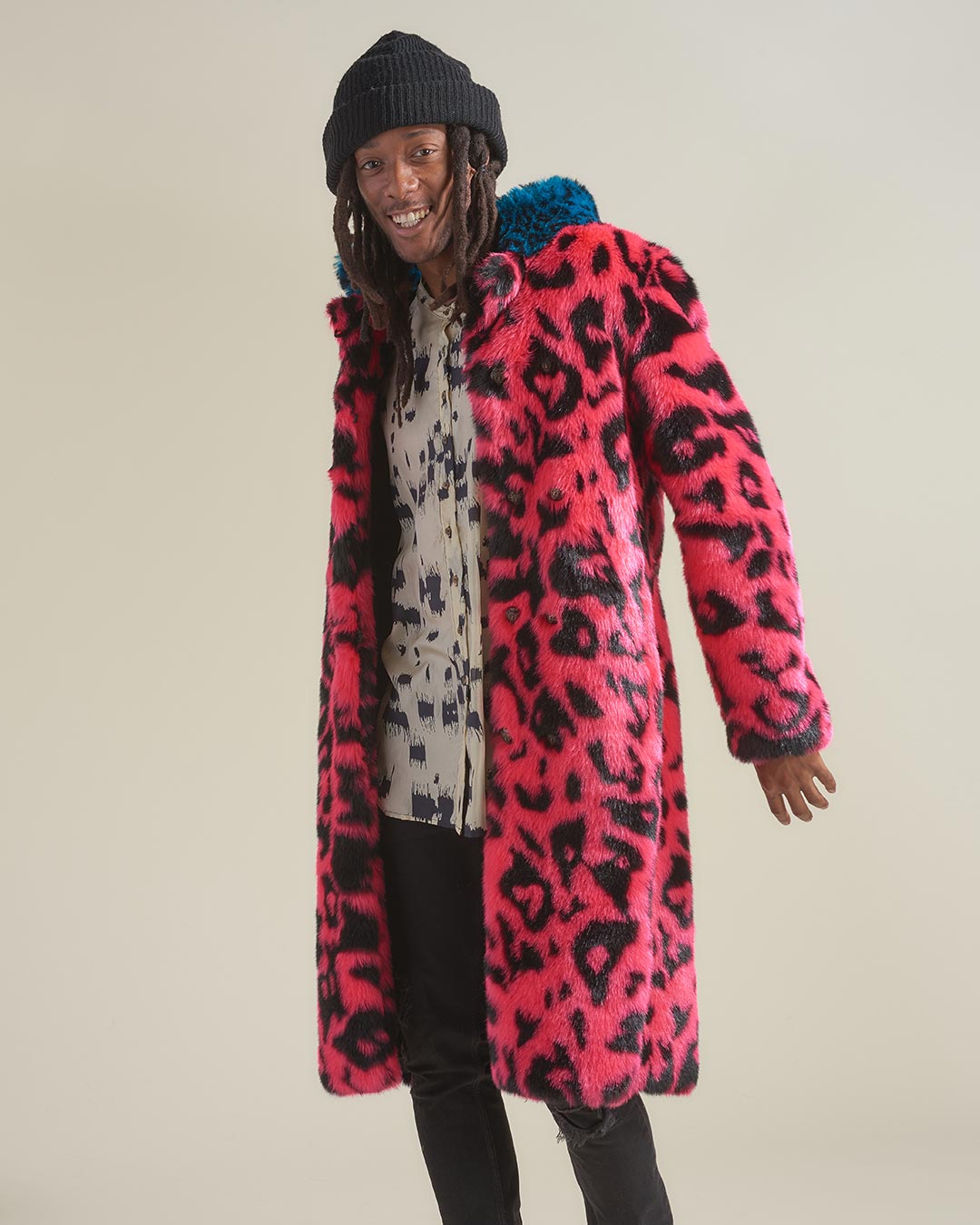 Pink Panther Calf Length Faux Fur Coat | Men's - SpiritHoods