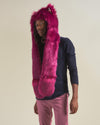 Man wearing Love Wolf Collector Edition Faux Fur Hood, side view 2