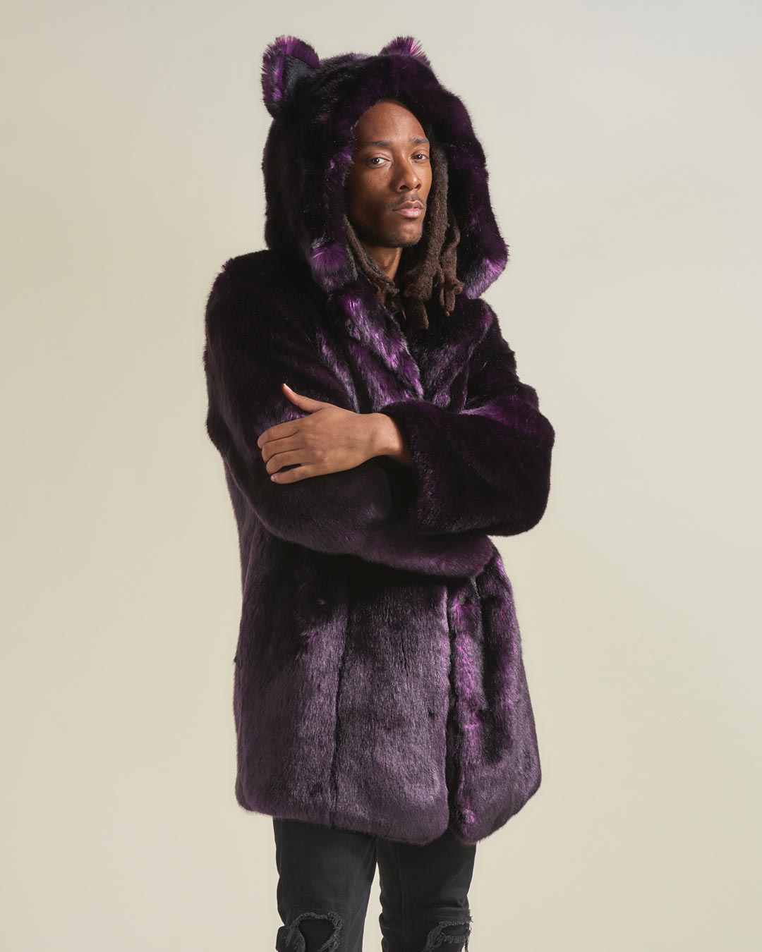 Faux fur hooded coat with orders ears