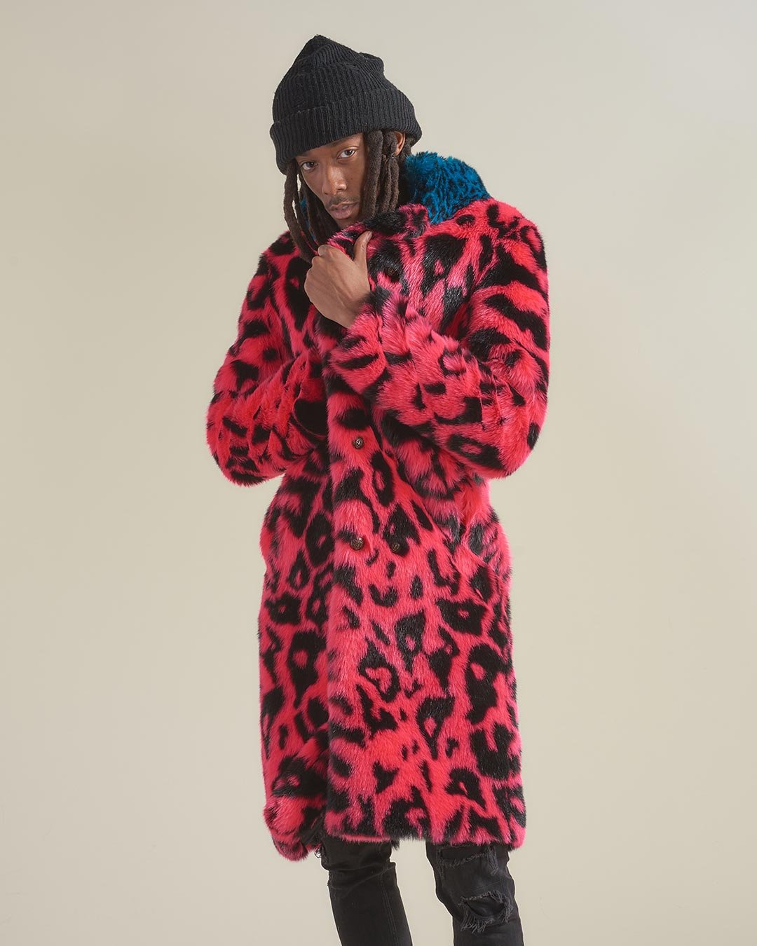 Pink Panther Calf Length Faux Fur Coat | Men's - SpiritHoods