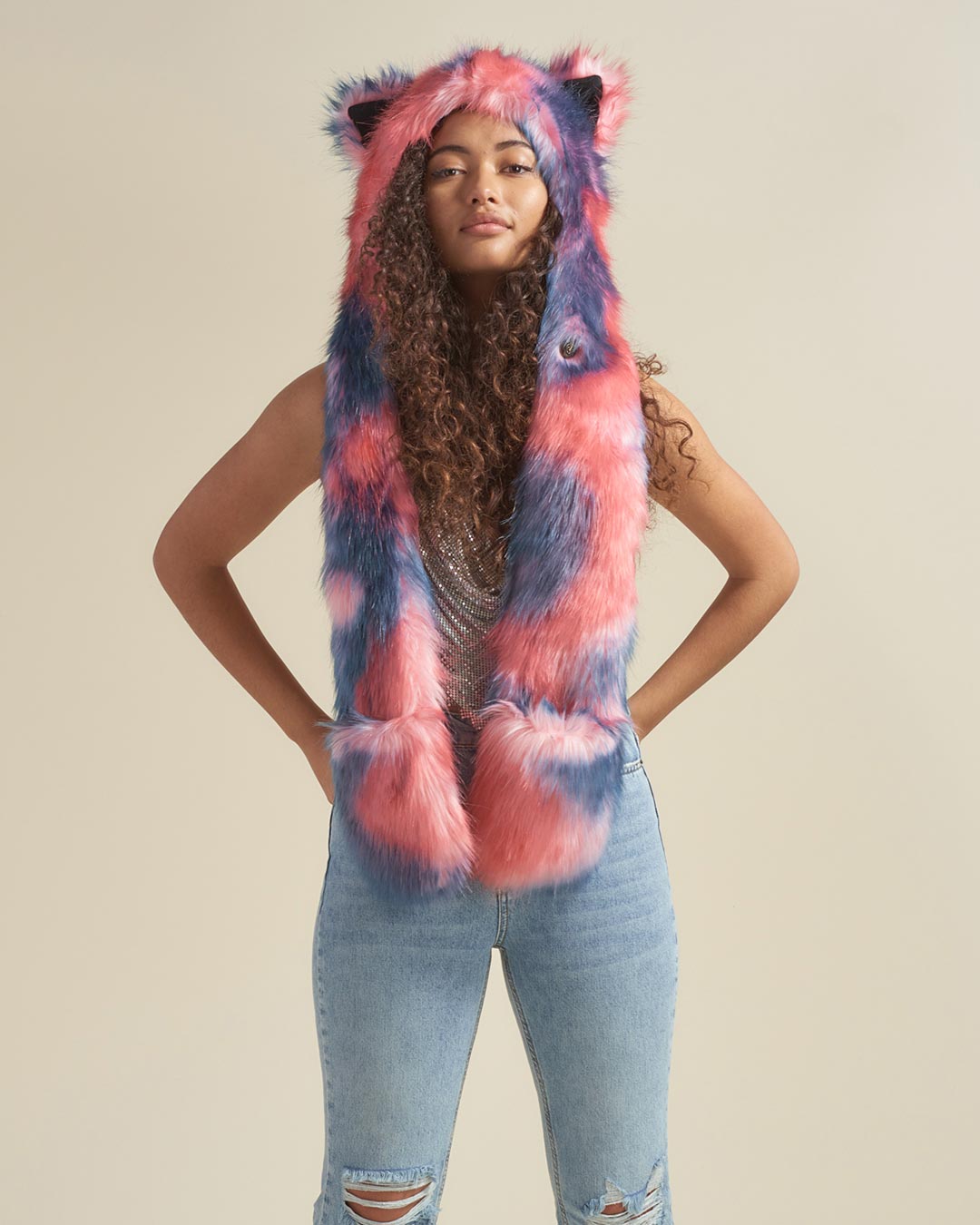 Peach Sorbet Kitten Faux Fur Hood | Women's