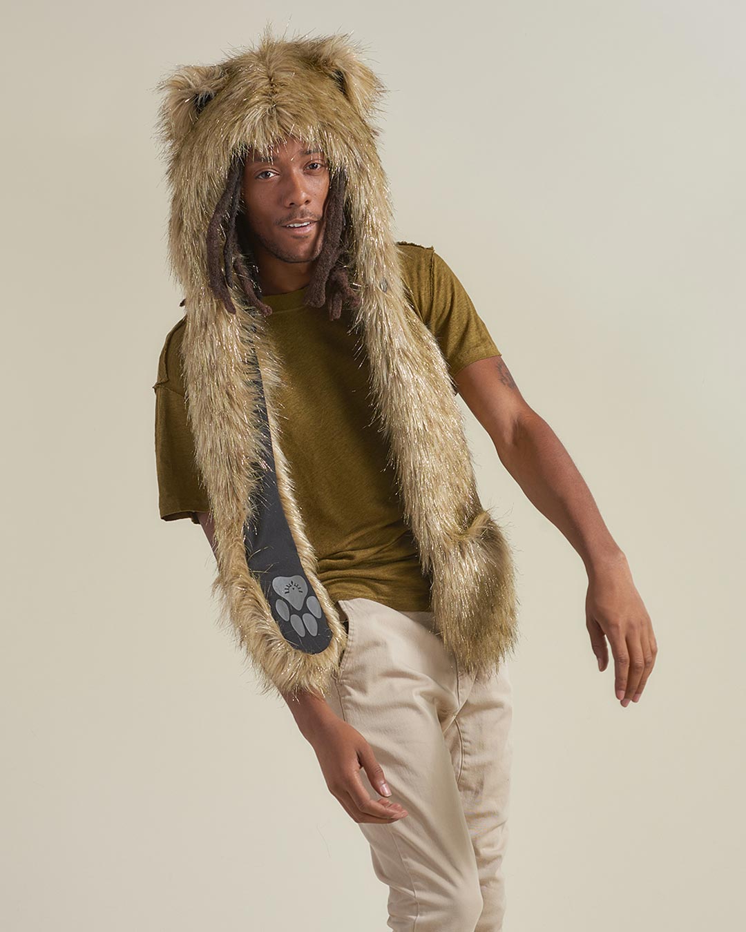 Glitter Sun Wolf Faux Fur Men s Hood SpiritHoods