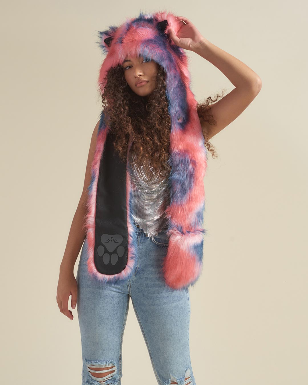 Peach Sorbet Kitten Faux Fur Hood | Women's