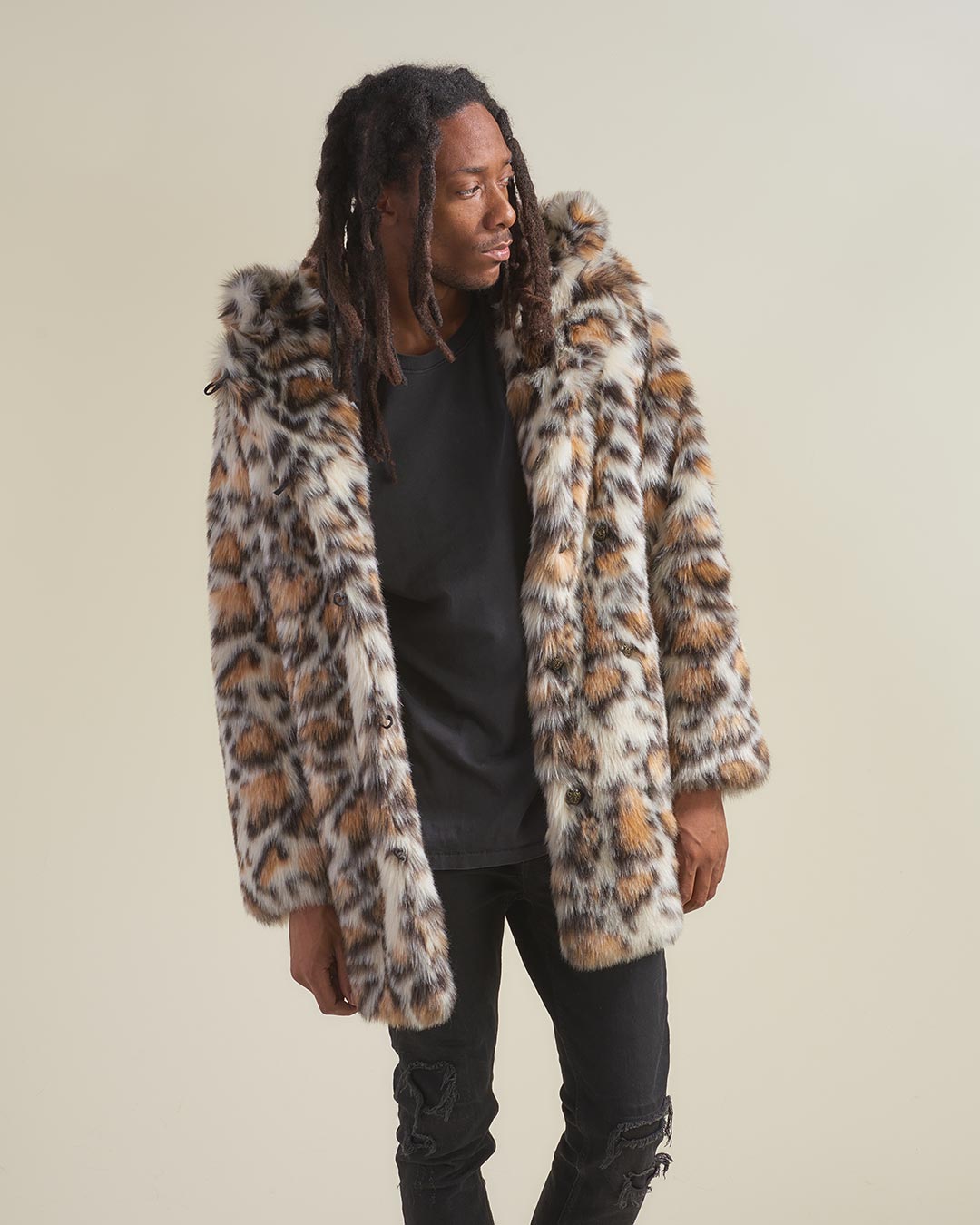 Clouded Leopard Classic Faux Fur Coat | Men's - SpiritHoods