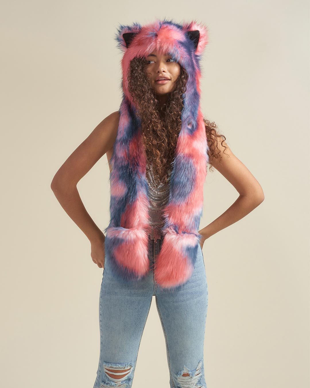 Peach Sorbet Kitten Faux Fur Hood | Women's