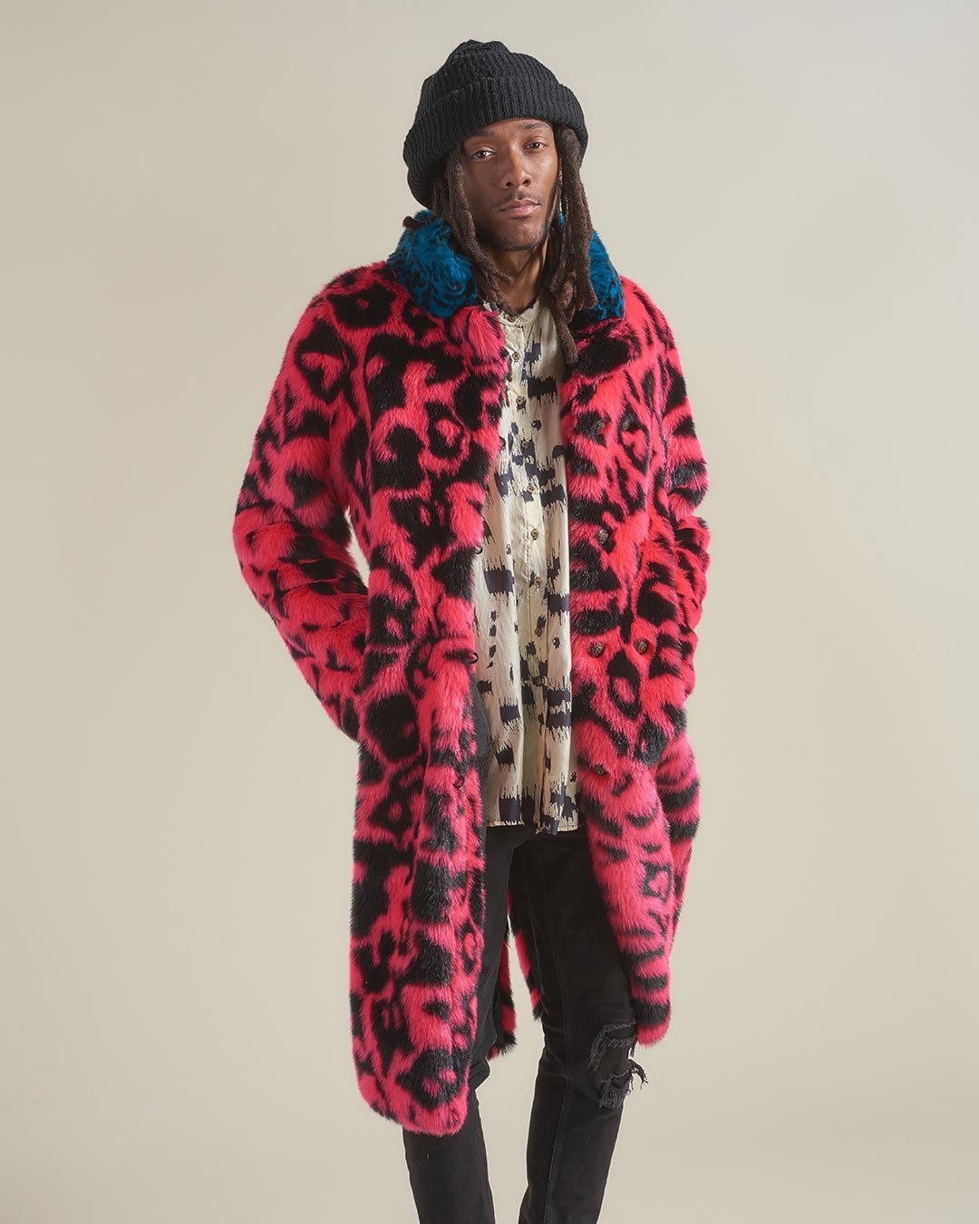 Pink Panther Calf Length Faux Fur Coat | Men's - SpiritHoods