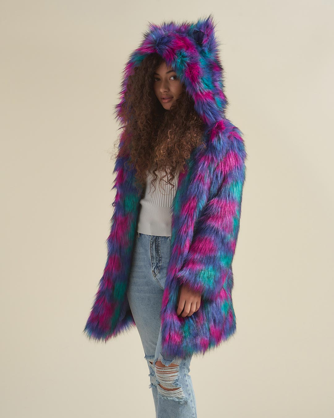 Northern Lights Calico Leopard Classic Faux Fur Coat | Women's