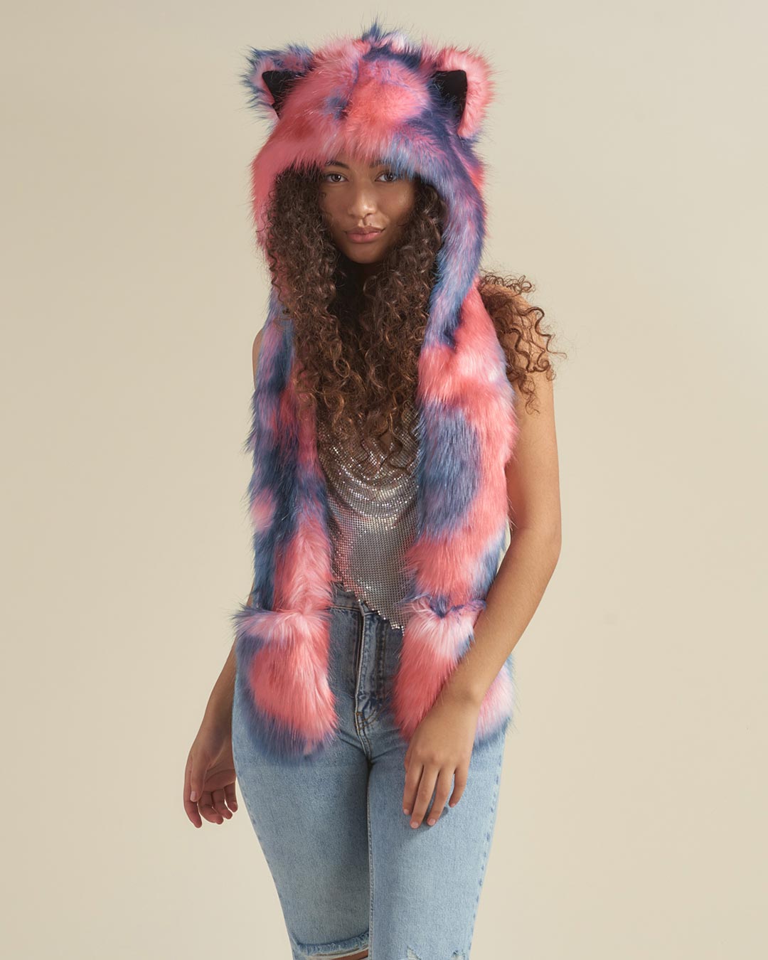 Peach Sorbet Kitten Faux Fur Hood | Women's