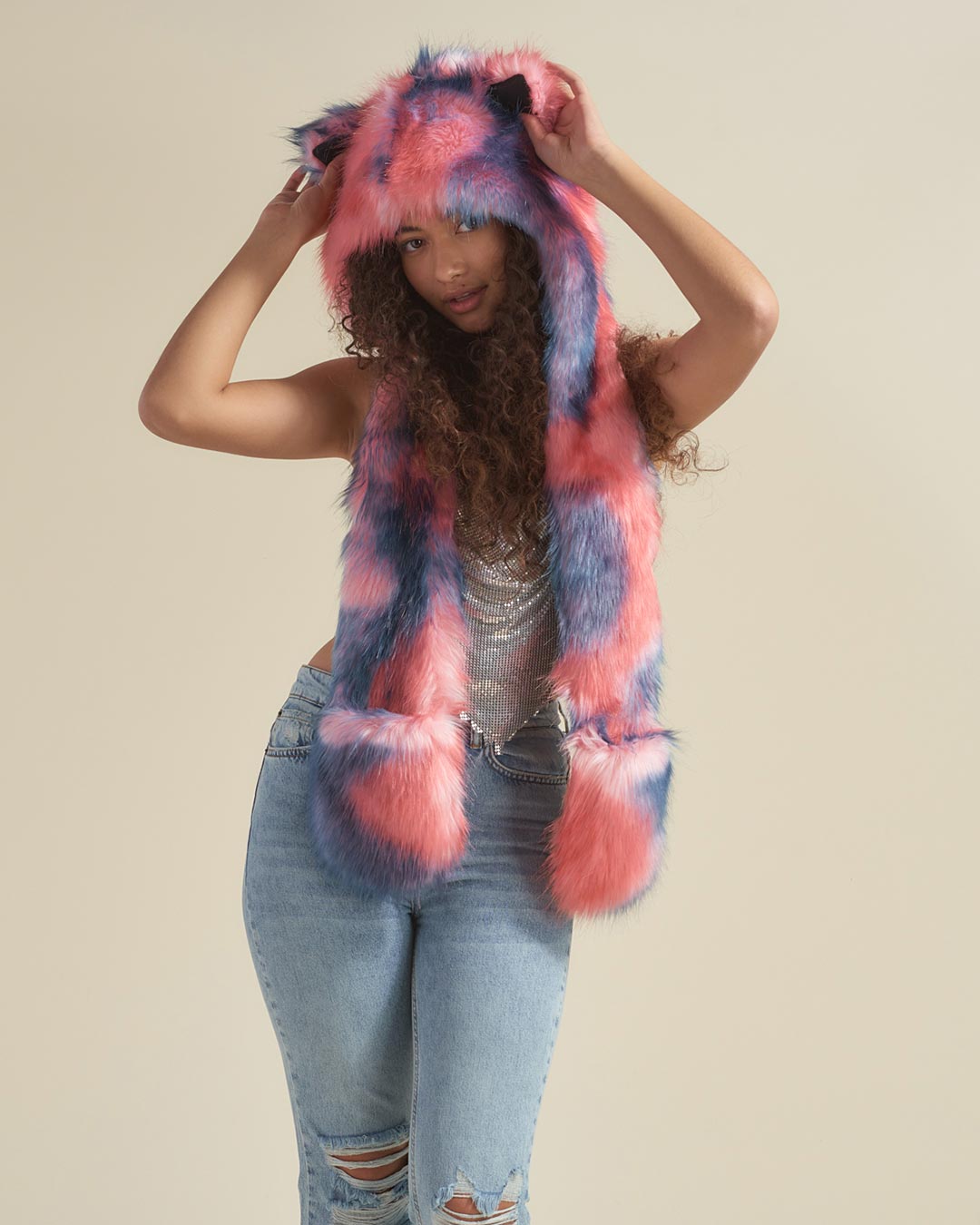 Peach Sorbet Kitten Faux Fur Hood | Women's