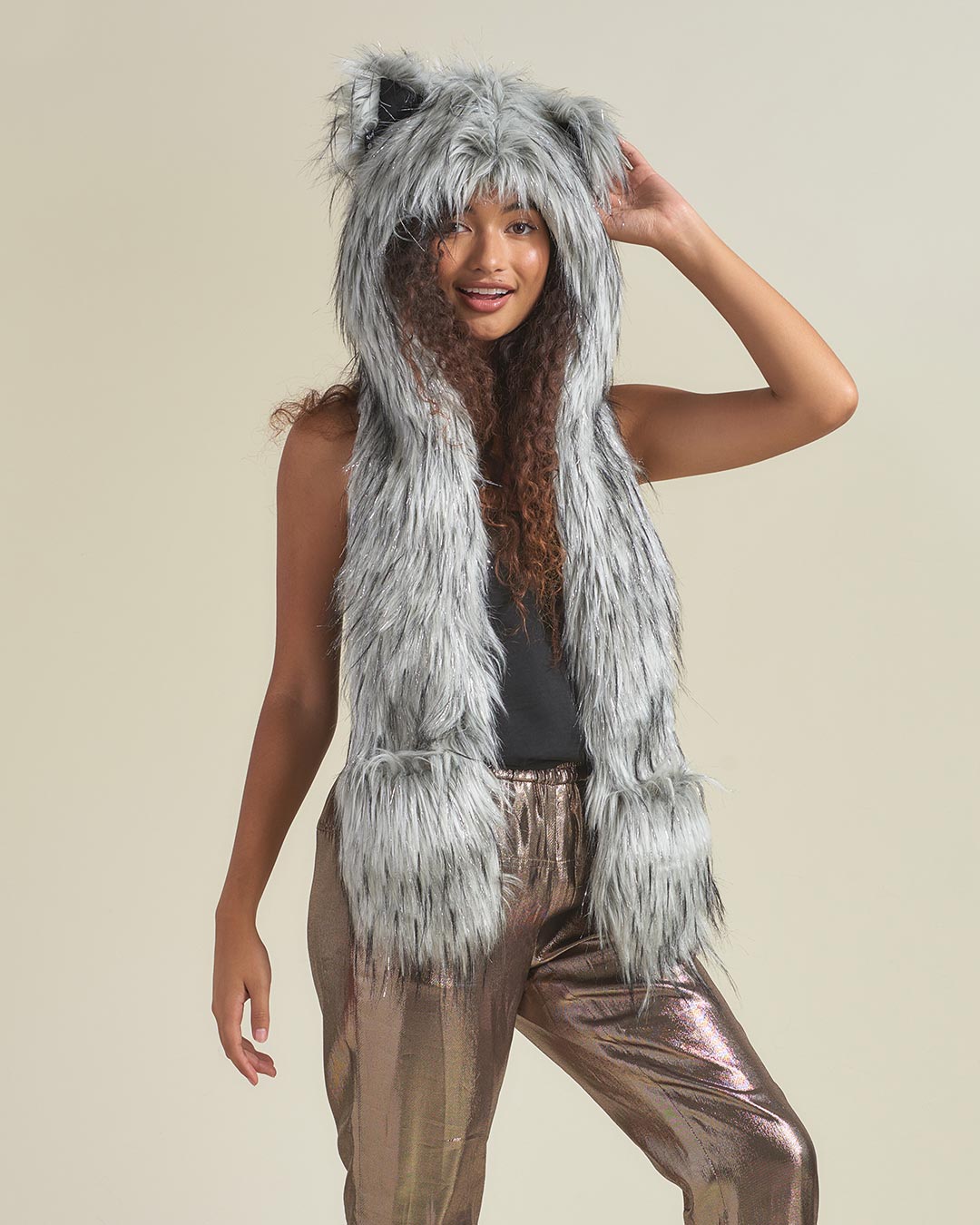 Glitter Moon Wolf Collector Edition Faux Fur Hood | Women's