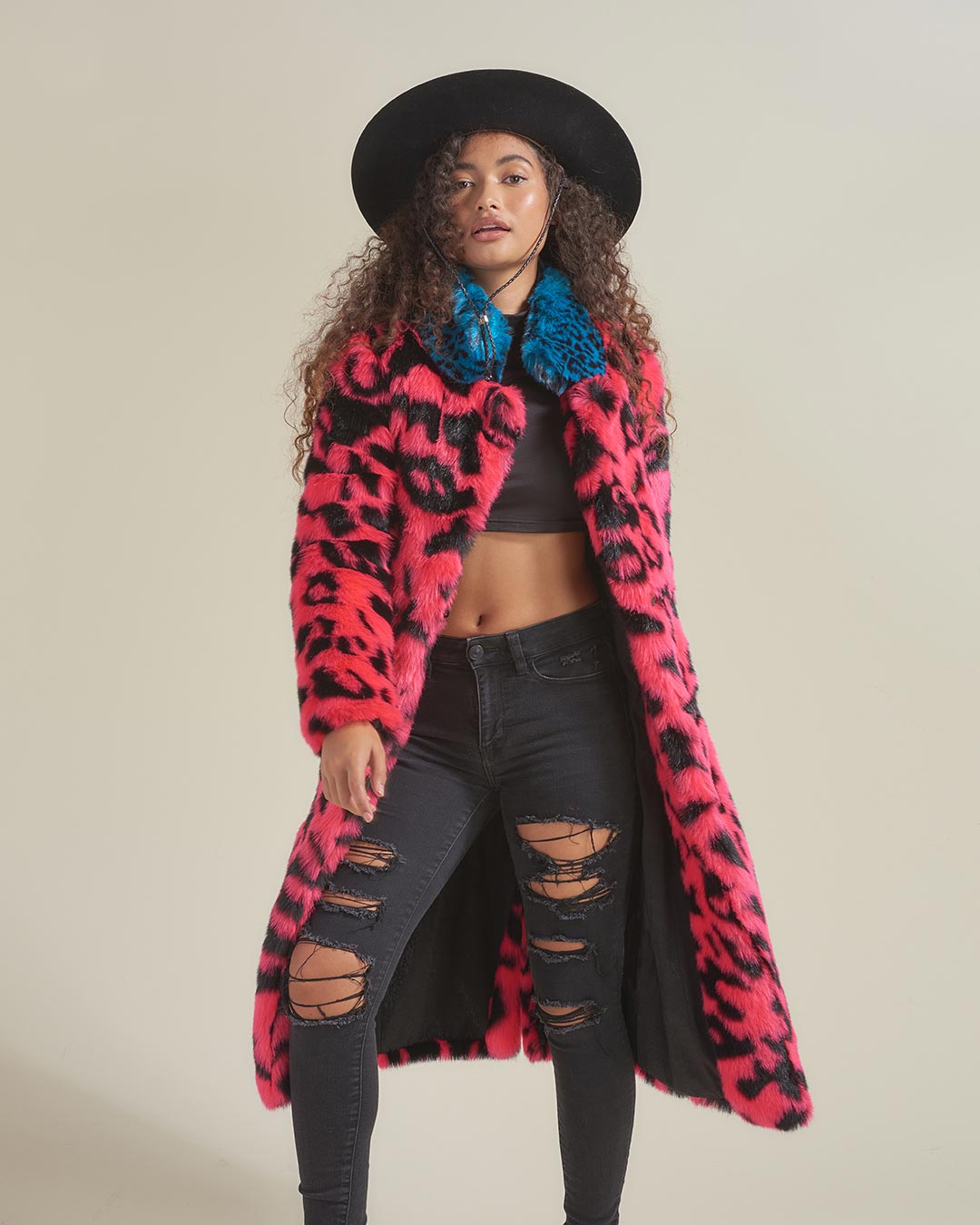 Pink Panther Calf Length Faux Fur Coat | Women's - SpiritHoods