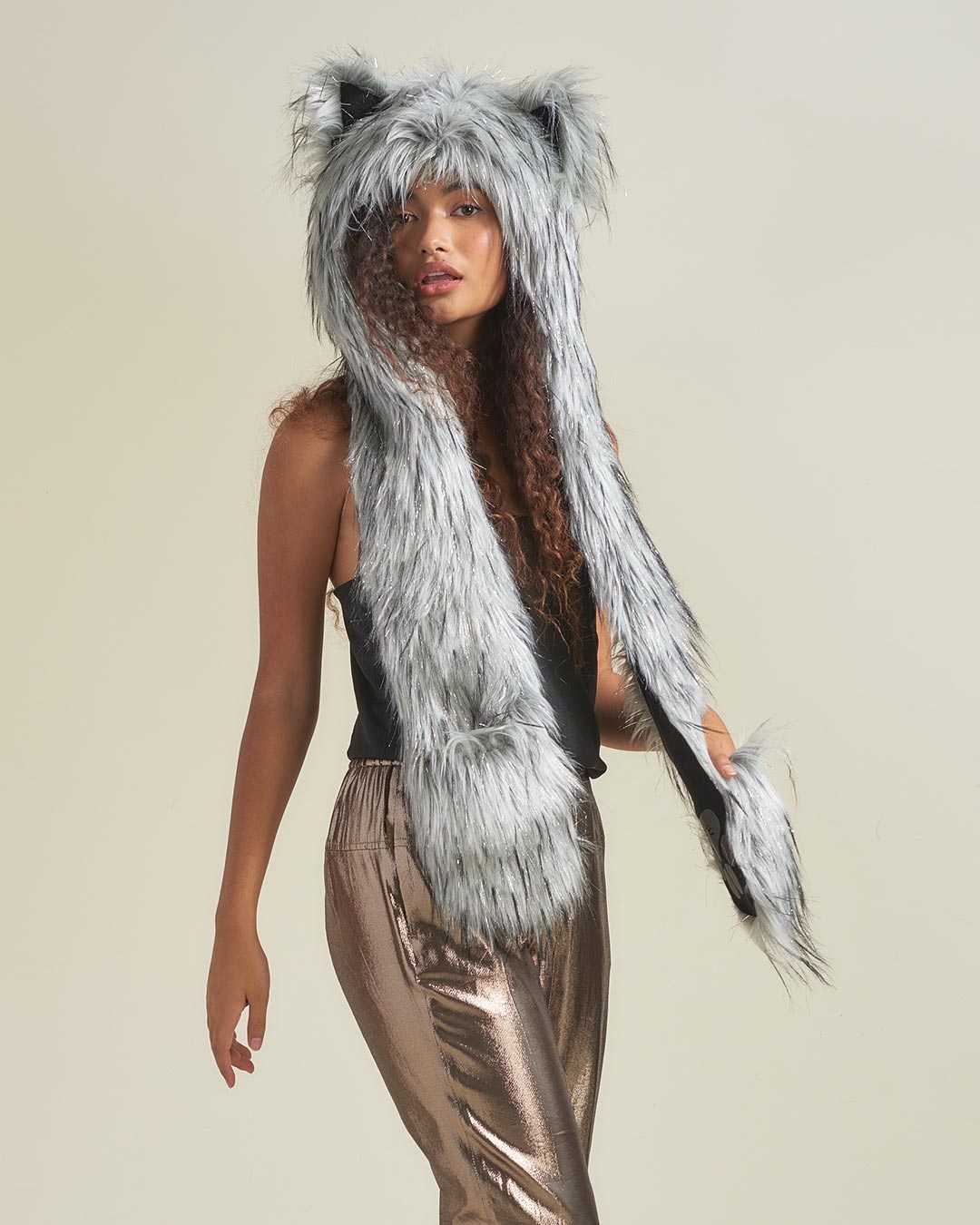 Glitter Moon Wolf Collector Edition Faux Fur Hood | Women's