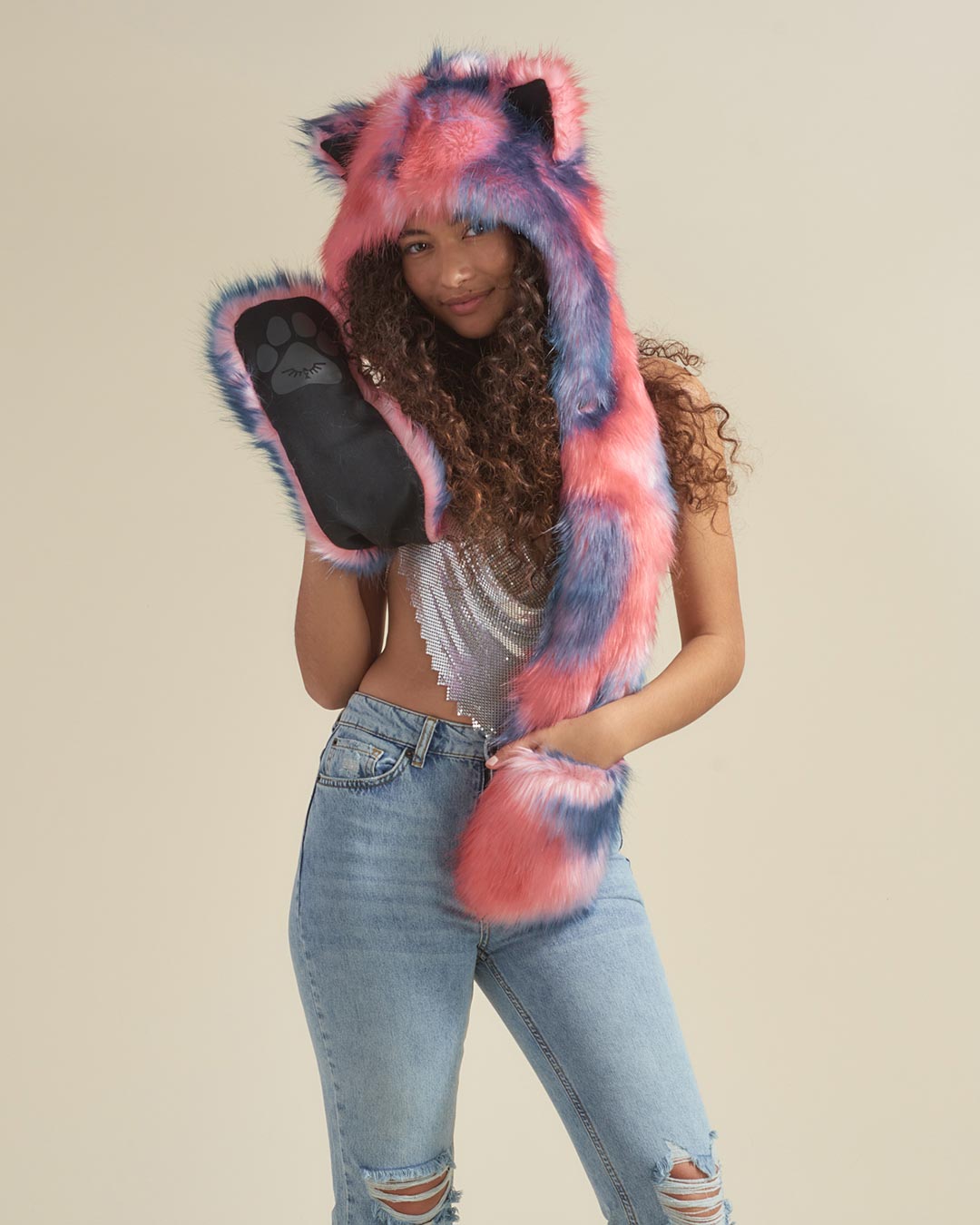 Peach Sorbet Kitten Faux Fur Hood | Women's