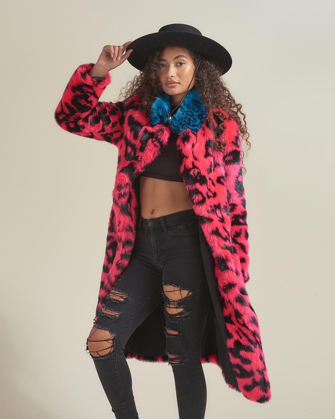 Pink Panther Calf Length Faux Fur Coat | Women&#39;s - SpiritHoods