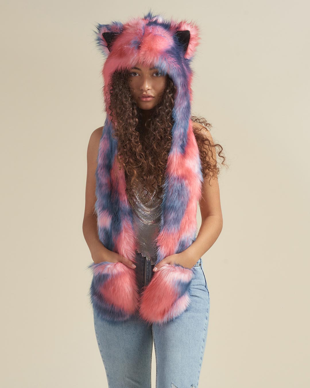 Peach Sorbet Kitten Faux Fur Hood | Women's