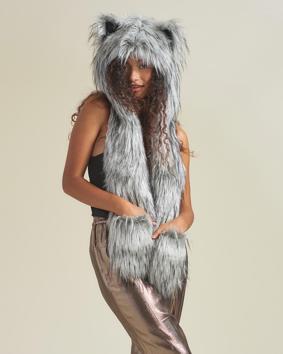 Glitter Moon Wolf Collector Edition Faux Fur Hood | Women's