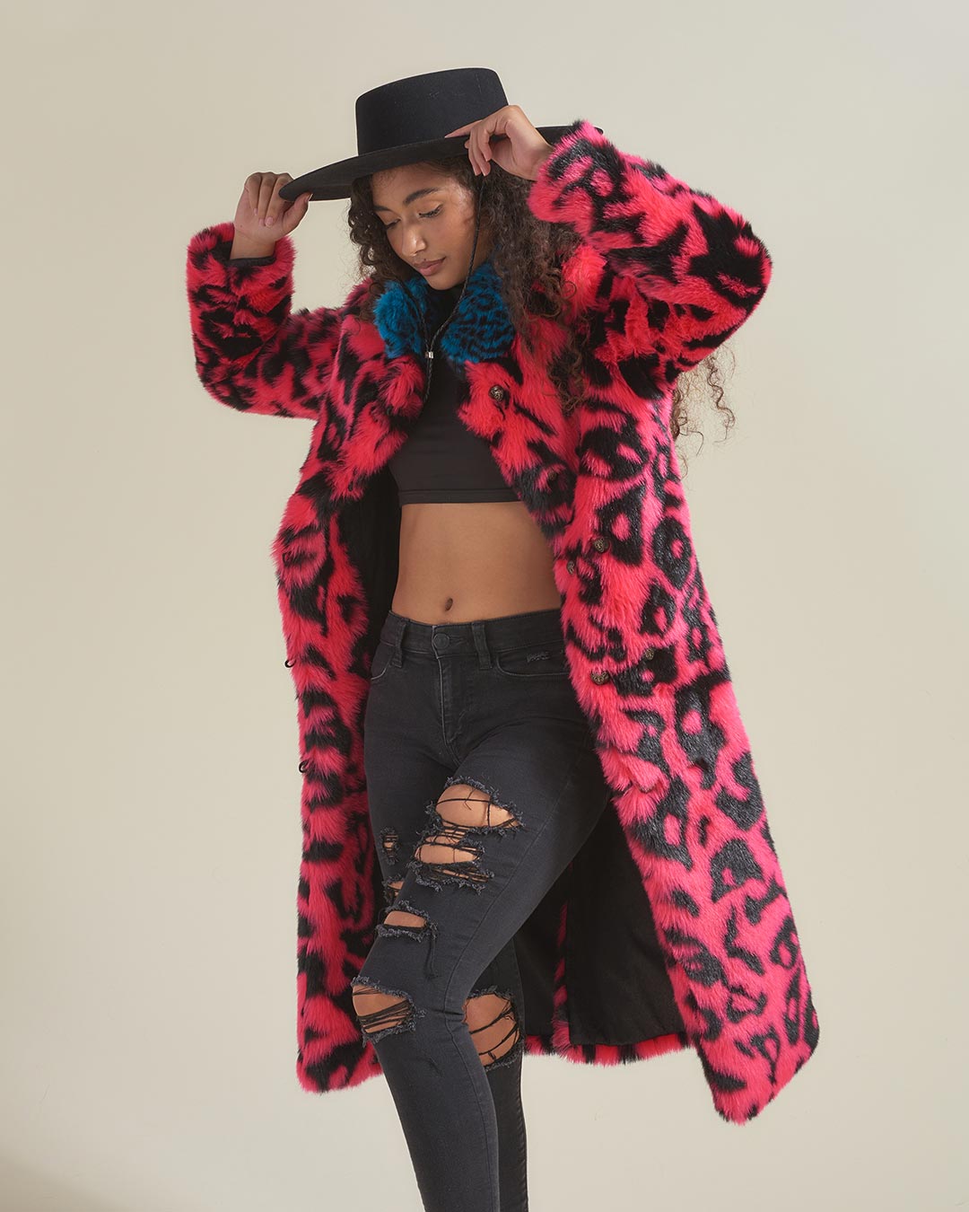 Pink Panther Calf Length Faux Fur Coat | Women's - SpiritHoods